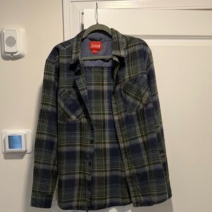 100% Cotton Coleman Navy and Green Plaid Flannel